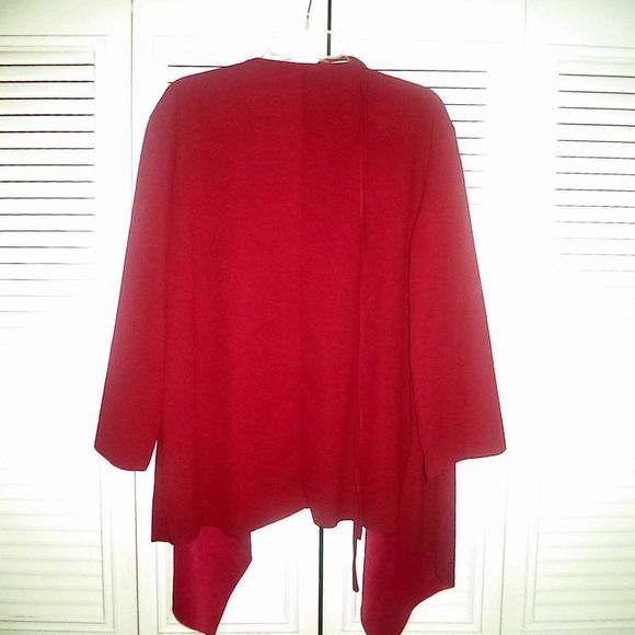 SHEIN CURVE RED TIERED TOP OPEN FRONT CARDIGAN W/BELT-WOMENS SIZE 2XL - Picture 3 of 5